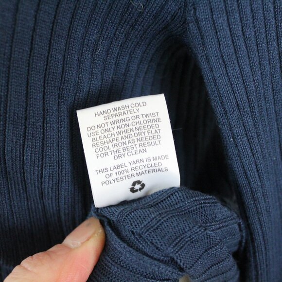 Olive & Oak Cropped Ribbed Cardigan Collared Blue Preppy Parisian Minimalist - Picture 11 of 12